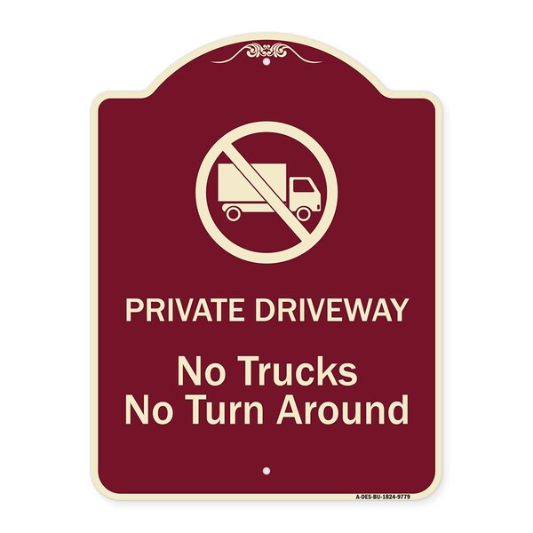 Signmission Designer Series-Private Driveway. No Trucks No Turnaround, 24" x 18", BU-1824-9779 A-DES-BU-1824-9779 - main